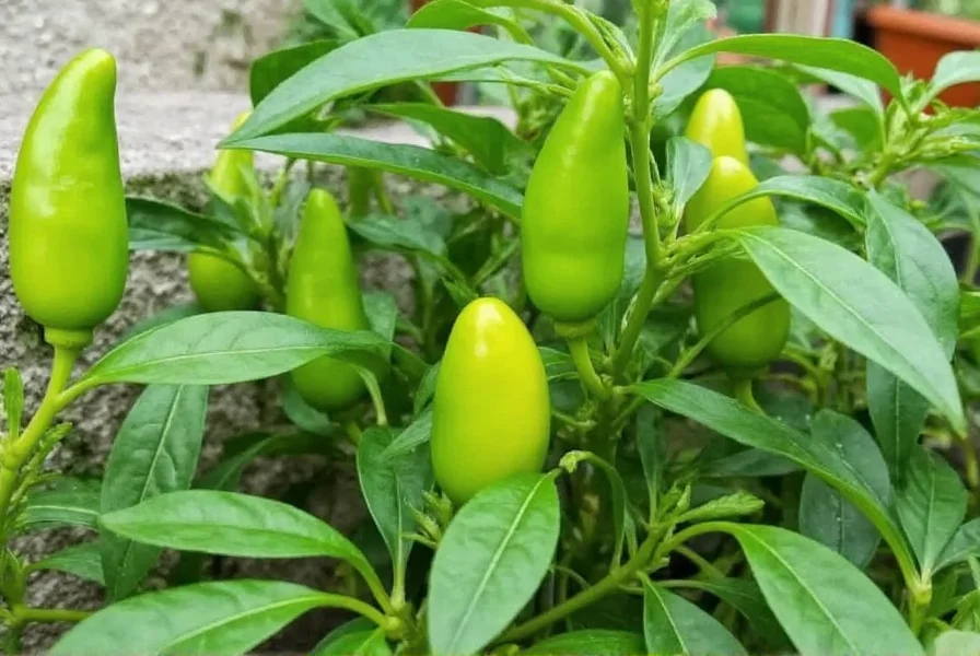Stokes Green Chili plants growing in a garden with vibrant green peppers on bushy plants