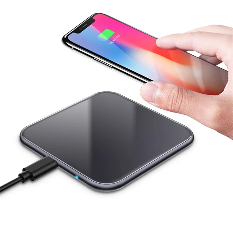 

Amazon best Seller 15W Fast Qi Wireless Charger Pad Glass Slim Mobile Charger for iPhone for Samsung Galaxy