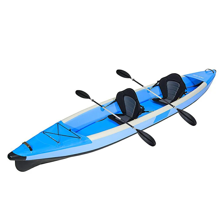 

New Design Water Sport 2 Person Sit In Fishing Inflatable Drop Stitch Foldable Drift Canoe Kayak With Paddles