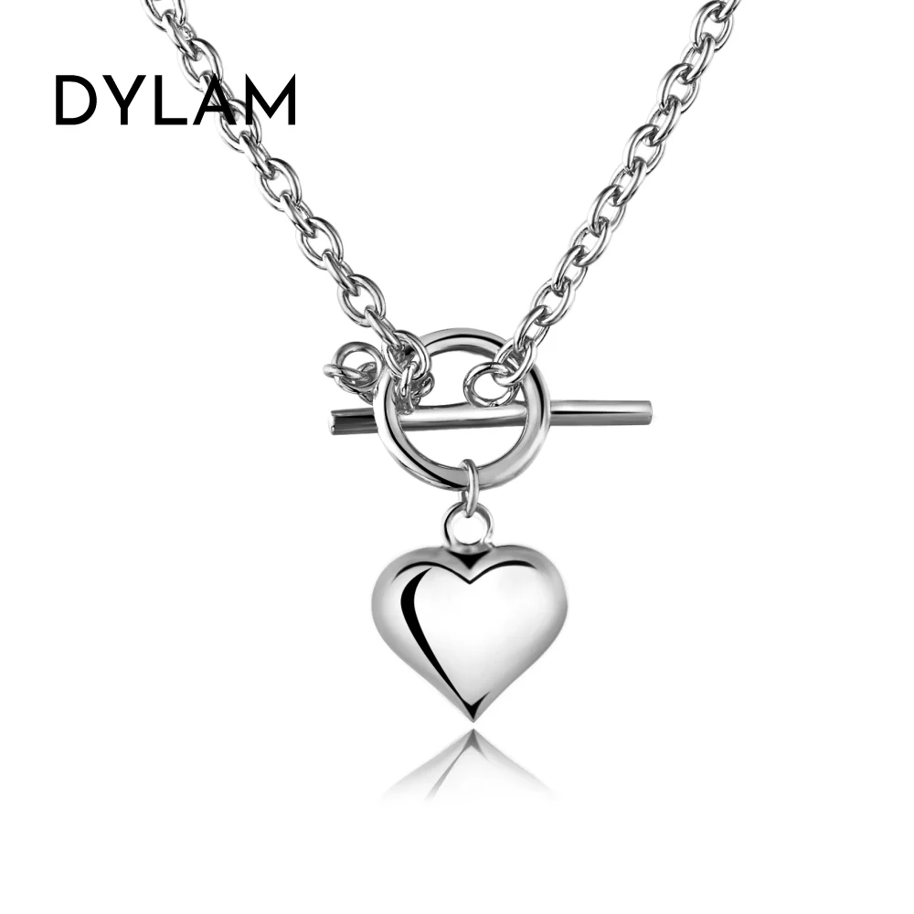 Dylam Heart Shape Interlocking Stackable Love Couple Ins Style Choker Pendant Christmas Gift s925 Silver Necklace