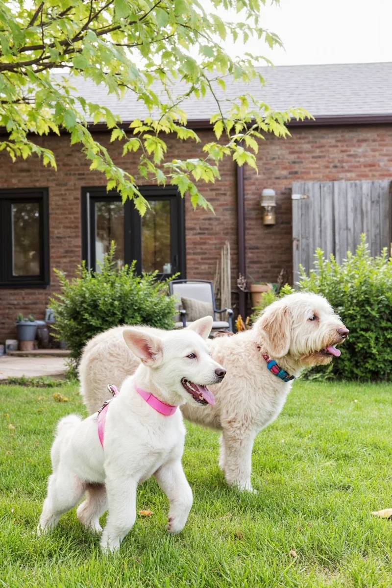 A modern backyard room designed with pet-friendly furniture and durable flooring.