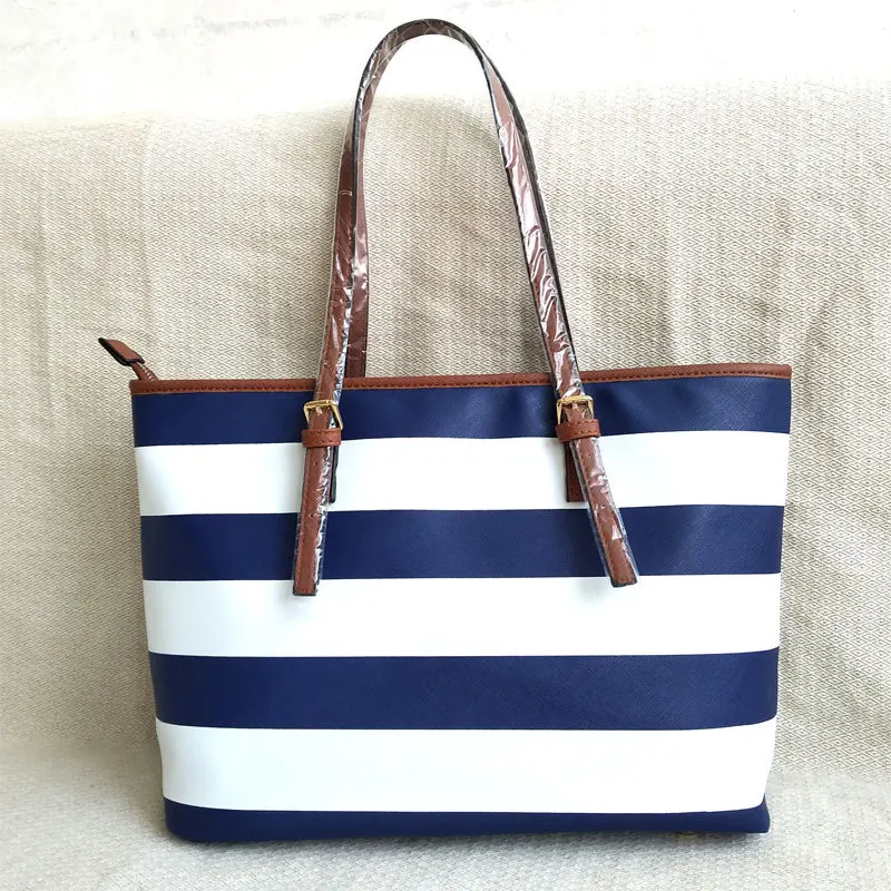 

2021 new Women's Large Stripe Tote Shoulder tote Bag, Red,navy,black,blue,khaki,rose red