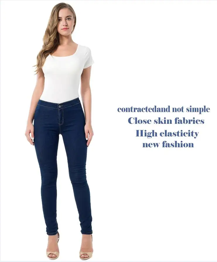 

2020 Pencil Jeans Women Fall Winter Casual Slim Fit Stretch Plus Size Jeans Women Clothing, Dark blue