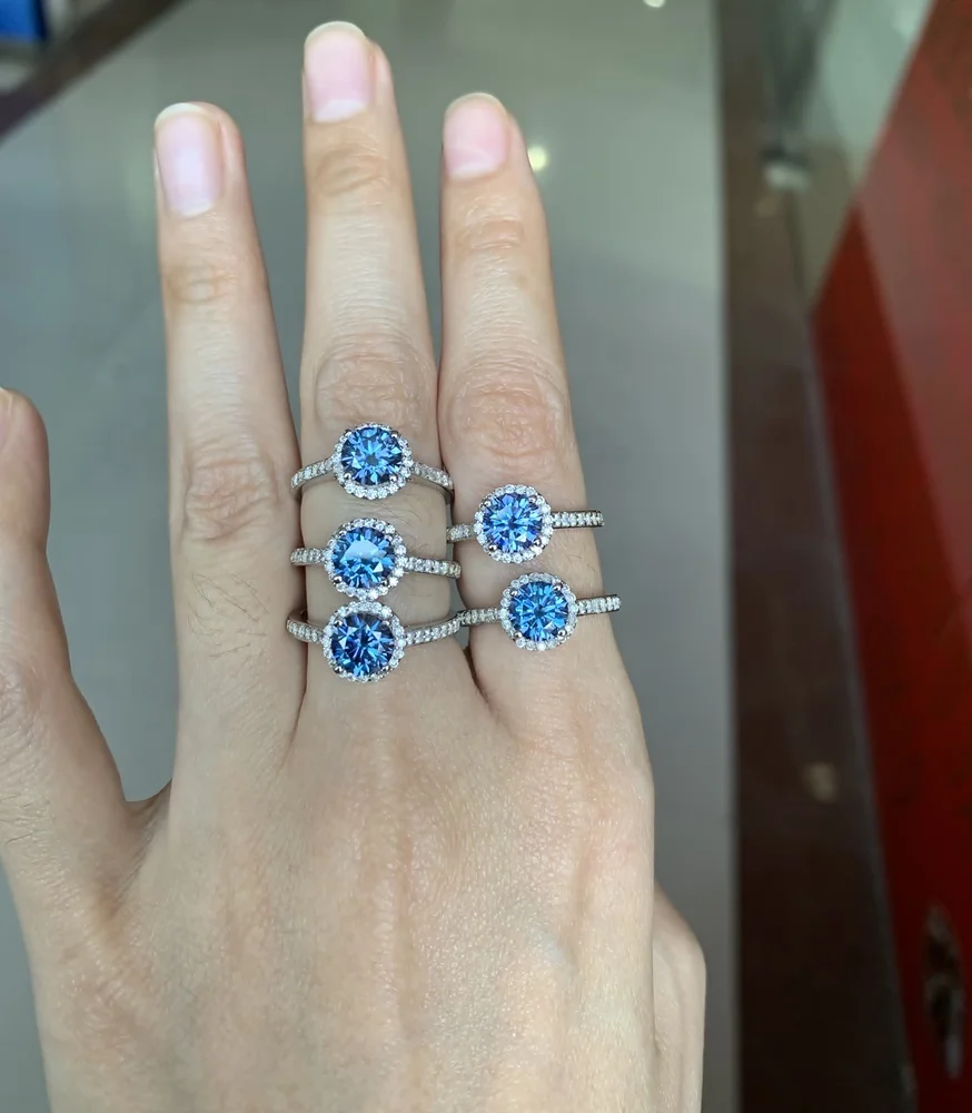 

Simple Design 4 Prong 14K White Gold Moissanite Ring 1ct 6.5mm Round Loose Diamond for Wedding Ring