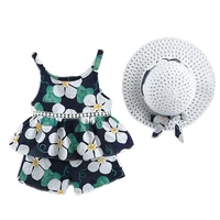 

Bohemian Girl Set Children's Floral Sling Shorts & Hat Summer Girl Set