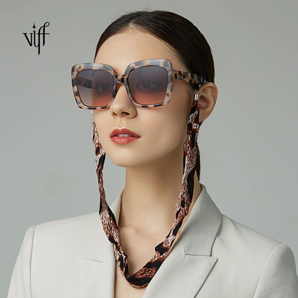 

VIFF 2021 Big Square Shades HP19164 Women Fashion Oversized Walnut Sunglasses Beech Sunglasses with chain, Multi and oem