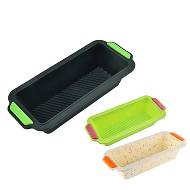 

Silicone Rectangle Pastry Toast Loaf Molds Two-tone Heat Resistant Non-stick Bread Baking Mold, Green/black/white