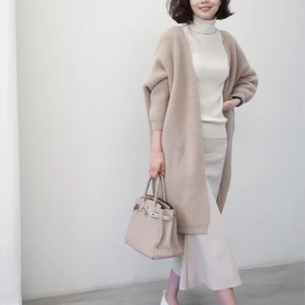 

Kingsun cashmere and wool knitted winter cardigan batwing sleeve long cardigan