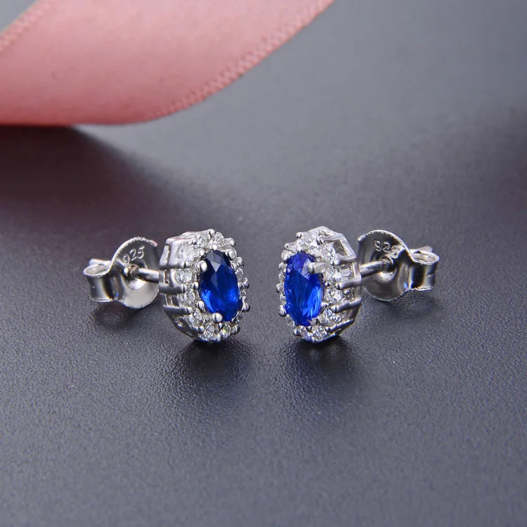 

Wholesale Juhu Blue Color African Gold Party Cute Gift Fashon Jewelry 925 Sterling Silver Drop Form Earrings Cubic Zirconia