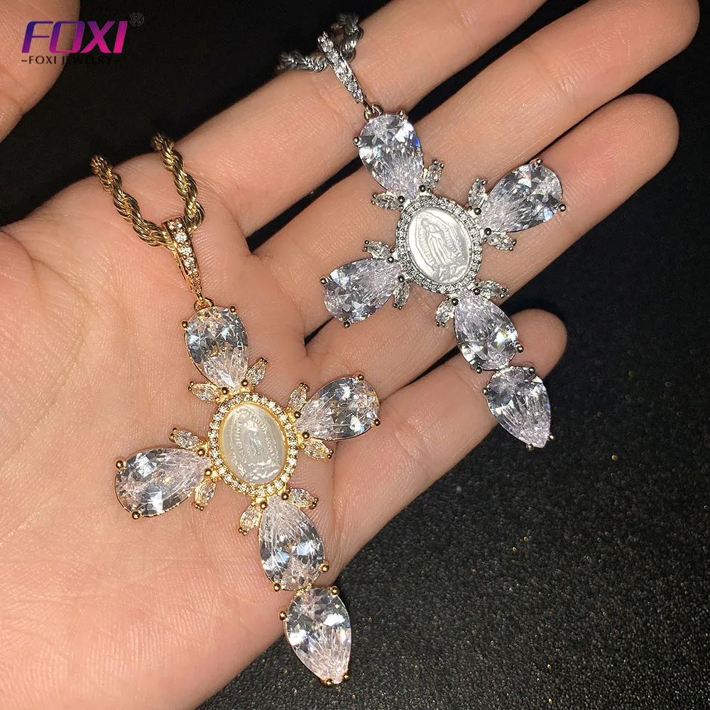 

New exquisite design jewelry women's gold-plated high-quality zircon Cross Pendant Necklace