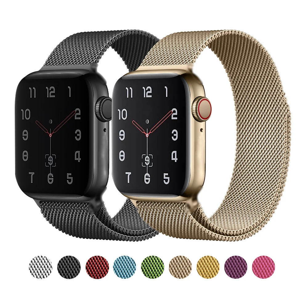 

Milanese Loop Stainless Mesh Steel Watch Straps For iWatch Magnetic Wrist Band For Apple Watch 7 SE 6 5 4 3 2 1