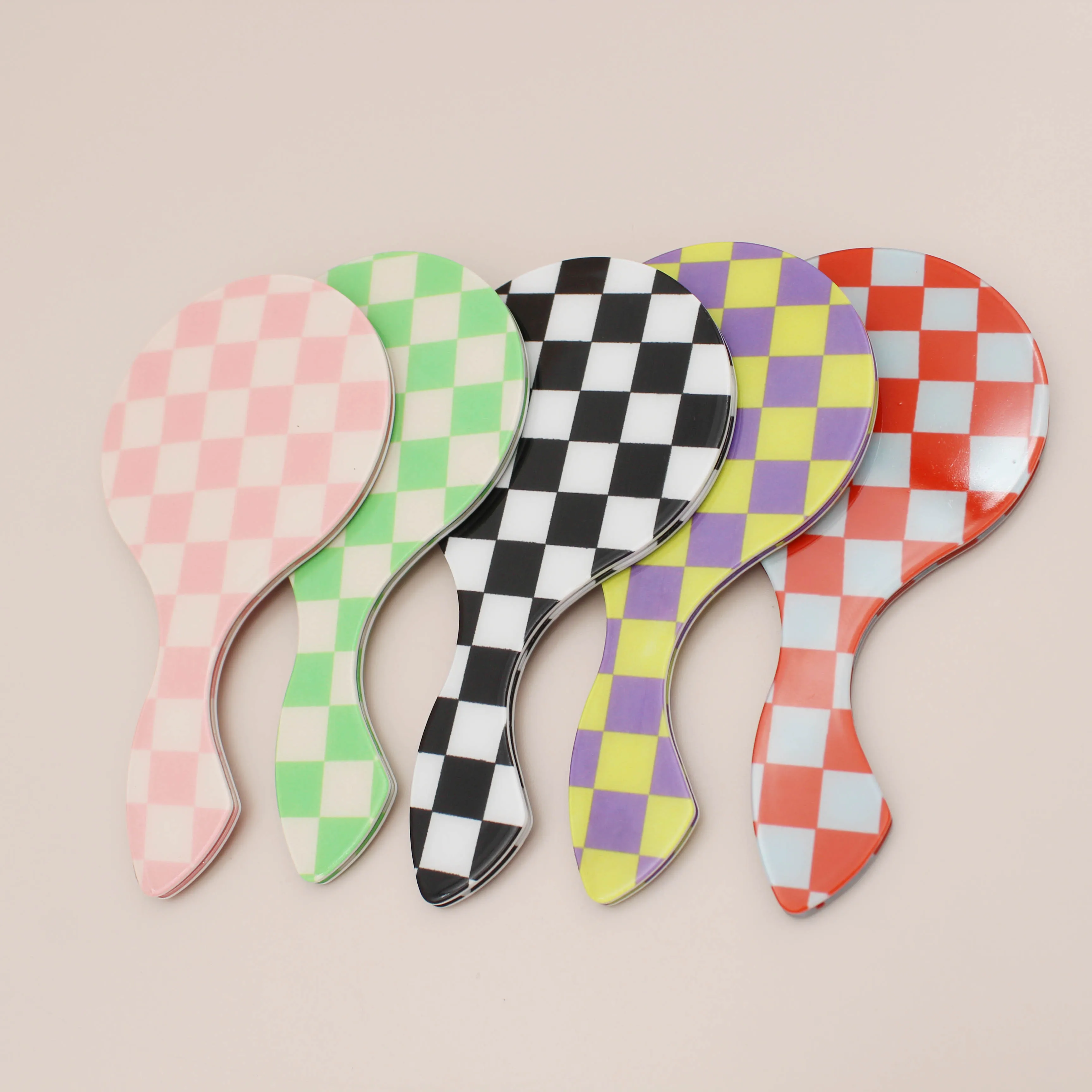 

Jachon Round Shaped grid mirror Acetic acid Make up Mirror Pocket Hand Mirror with Logo