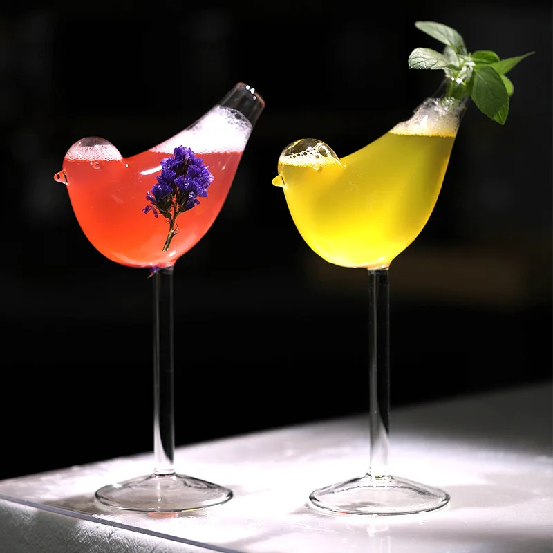 

Hot Sale fancy high quality Bar 150ml Drinking Glasses Cup Crystal Margarita Martini Bird Shaped Cocktail Goblet Glass