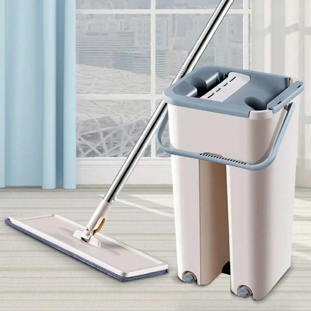 

Newest cheap microfiber flat mop bucket set magic mop, Customized color