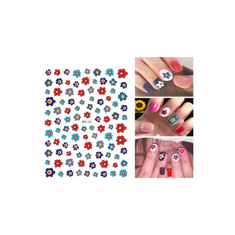 

OEM 3D Special Colorful Rainbow Lines Pattern Nail Art Sticker Private Label High Quality Adhesive Nail Stickers, As shown