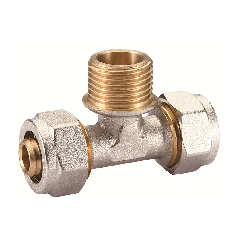 
T606 male thread tee Pex Al Pex brass Pipe fittings for pipe connection 