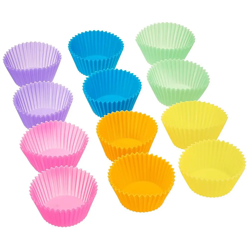 
12pcs/Set Silicone Cake Mold Round Shaped Muffin Cupcake Baking Molds Kitchen Cooking Bakeware Maker DIY Cake Decorating Tools 
