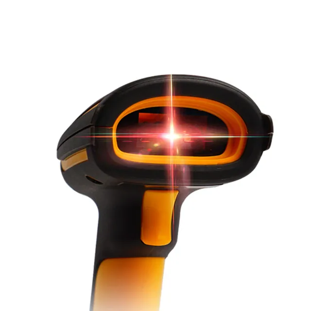 

Rugged IP68 Portable Wireless Barcode Scanner 2D QR code with Cradle for Russian, Black+orange