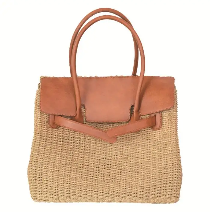 

Hot Sell Straw Tote Beach Bag Stripe Crochet handbags for women