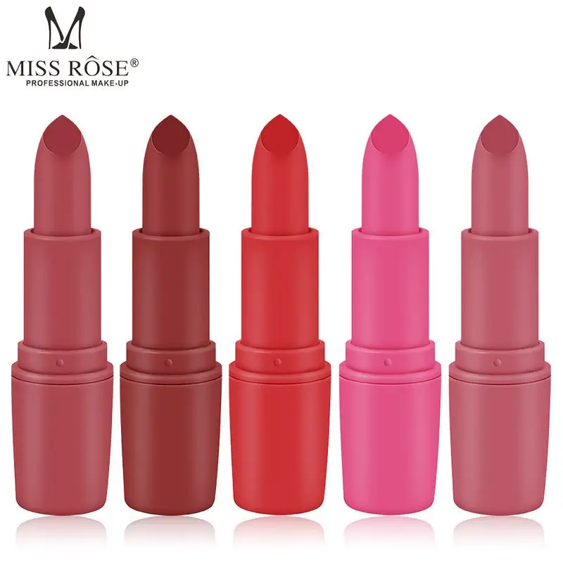 

New MISS ROSE Lipstick Matte Waterproof Velvet Lip Stick 25 Colors Sexy Red Brown Pigments Makeup Matte Lipsticks Beauty Lips