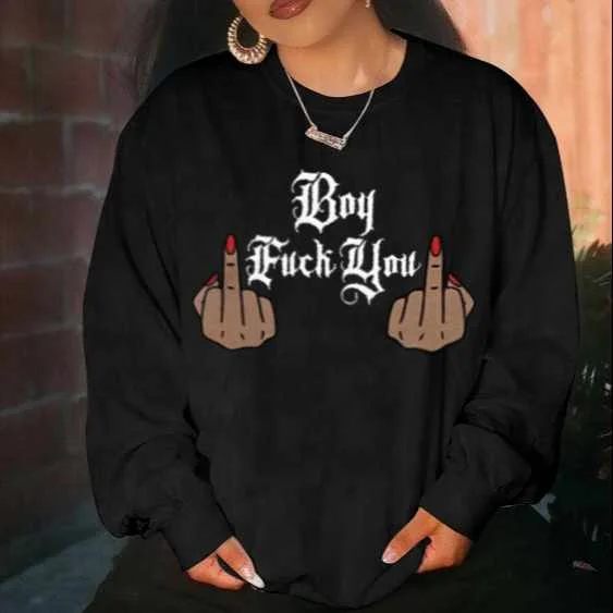 

Women Sweatshirts 2020 Girl Boss Letter Printed Hoodie Long Sleeve Cotton Pullover Tops Sudadera Mujer Jumper