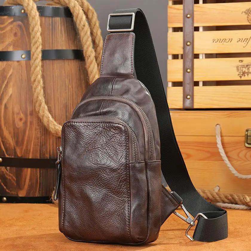 

Marrant Casual Male Messenger Crossbody Bag Fanny Pack Leather Shoulder Sling Bag Genuine Leather For Men Chest Bag, Black/coffee/brown