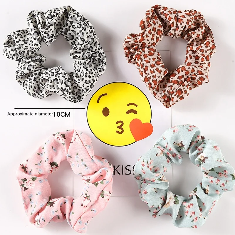 

Promotional Ladies Fabric Leopard Print Hair Tie Ponytail Large Intestine Hair Tie Simple Cute Hair Ring