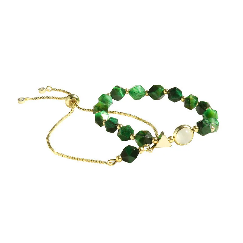 

AIMGAL Light luxury Vintage green gem bracelet female Korean version of simple personality bracelet 2 sets