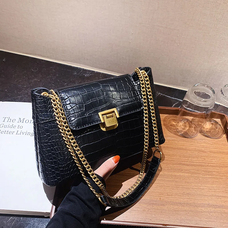 

Fashion 2021 Fashion Shoulder Chain Bag Women's Gorgeous Alligator Pattern Crossbody Bags/