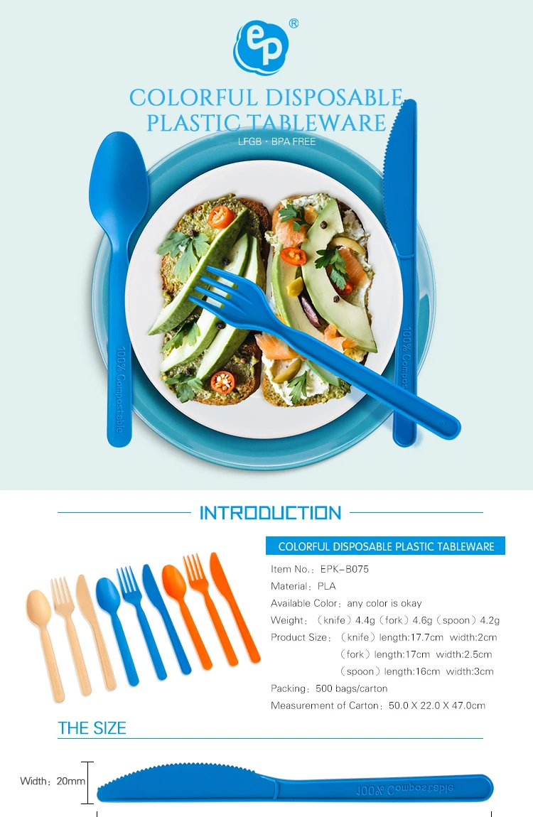 Cutlery with Napkin Colorful PLA Plastic Wholesale Disposable Flatware Sets Support Top Level Quality Knife Spoon Fork S