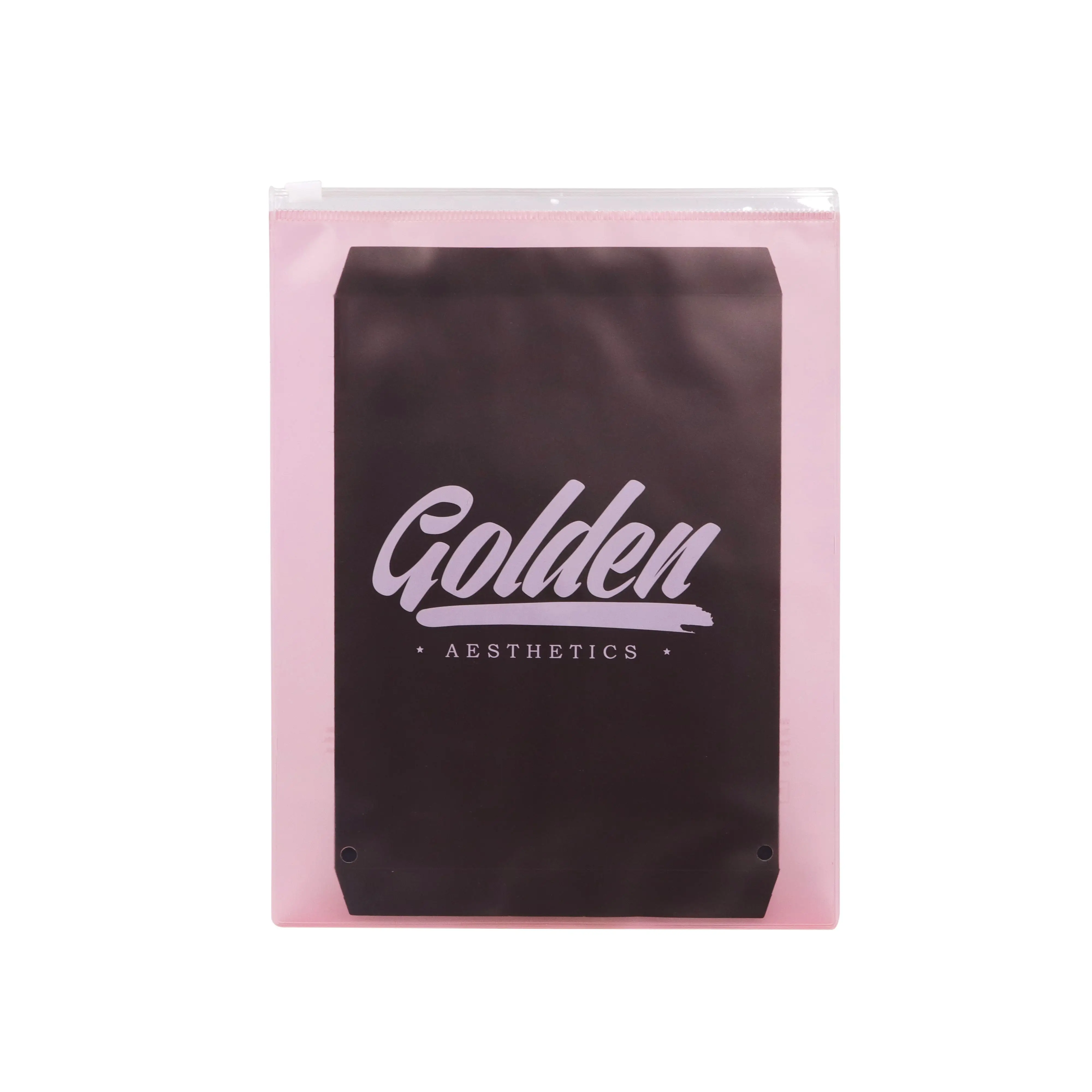 

Customized Printing Pink Frosted Plastic PVC Slider Pouch For Clothing Cosmetic Zipper Packaging Bag With logo, Clear/frosted