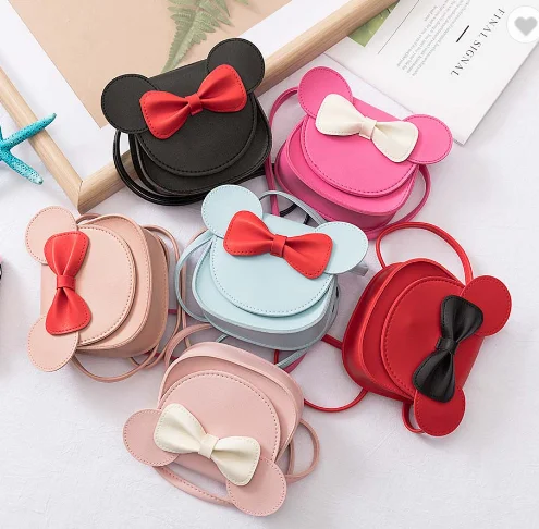 

Children Coin Purse Handbag kids Wallet Small Coin Box Bag Cute Mouse Bow pet Shoulder little girls handbag