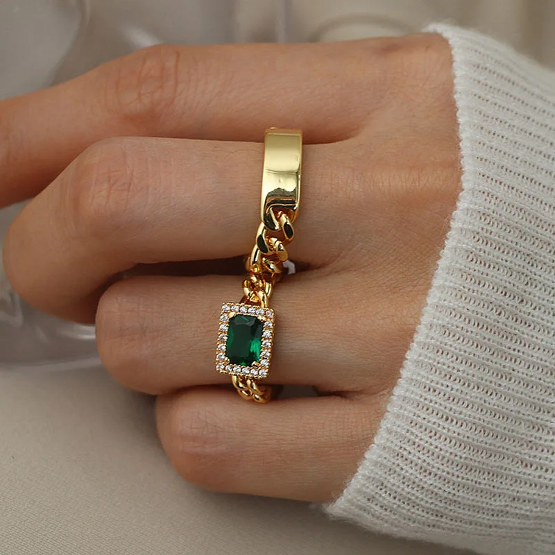 

Luxury copper gold plated chain gem stone gemstone turquoise ring jewelry making supplies mother day gift 2021 for women girls