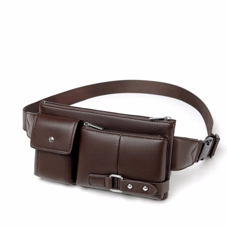 

Men's multi-function pu leather waist packs male fanny belt bag cross body mobile phone travel bag chest bags, 2 colors