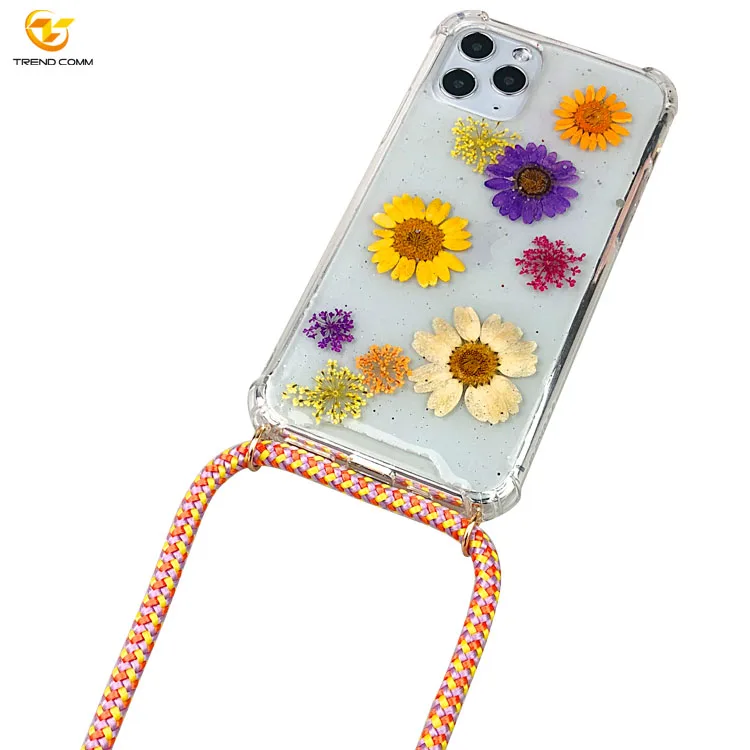 

Natural Customized Real Flower Case With PPM Rope Necklace For iPhone 11 Pro