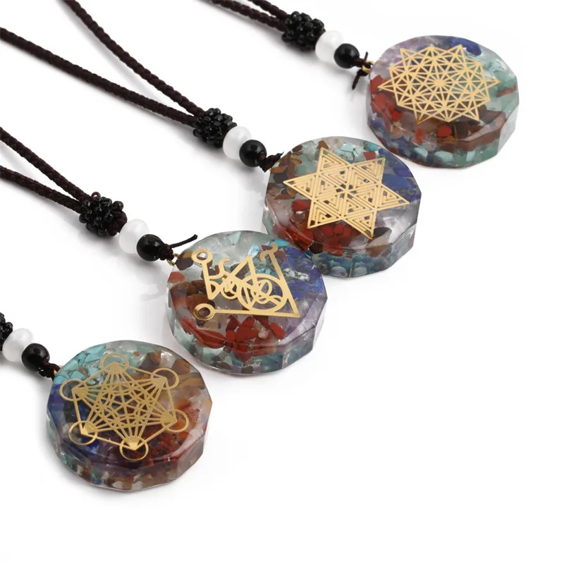 

Ethnic Style Tree Of Life Braided Gemstone Pendant Necklace Retro Handmade Rope Devil Eyes Crystal Seven Chakra Sweater Necklace