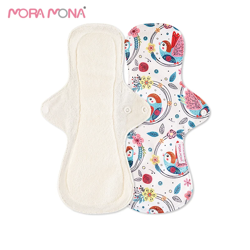 

Mora mona bamboo terry white surface rainbow pattern sanitary pads 30cm length reusable menstrual pad napkins, Colors