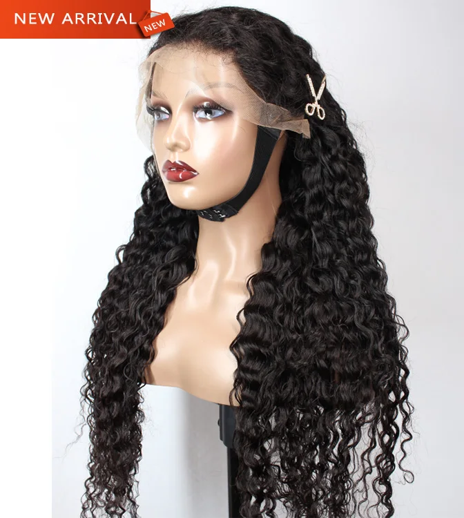 

180% Density Curly Lace Wig Brazilian Virgin Human Hair transparent lace frontal water wave wig 30 inch