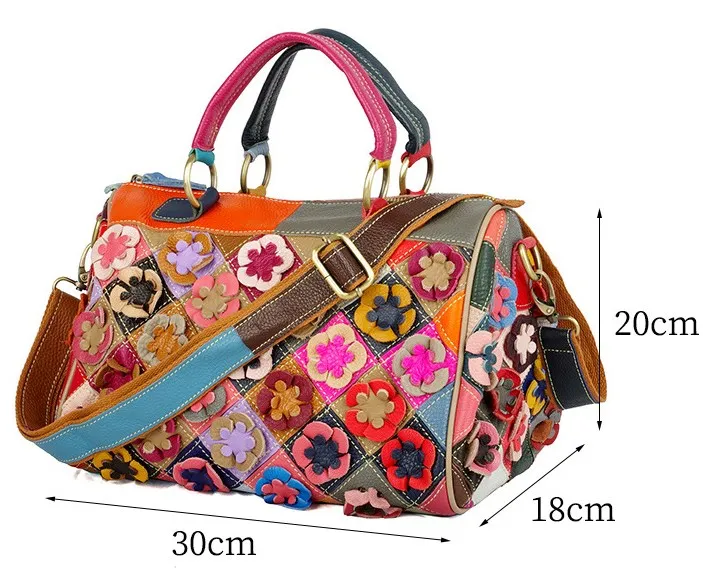 

Bohemian style the genuine leather tote cross bags leather flowers tote bag