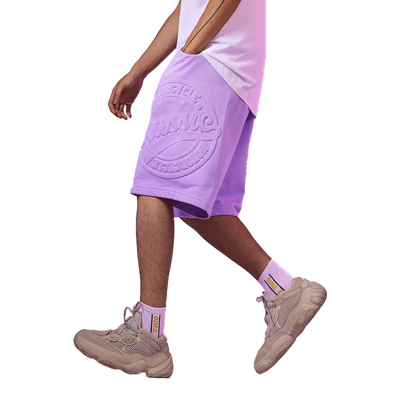 

2021 summer custom logo 3D embossed shorts casual sports basketball cotton men shorts, Customized colors