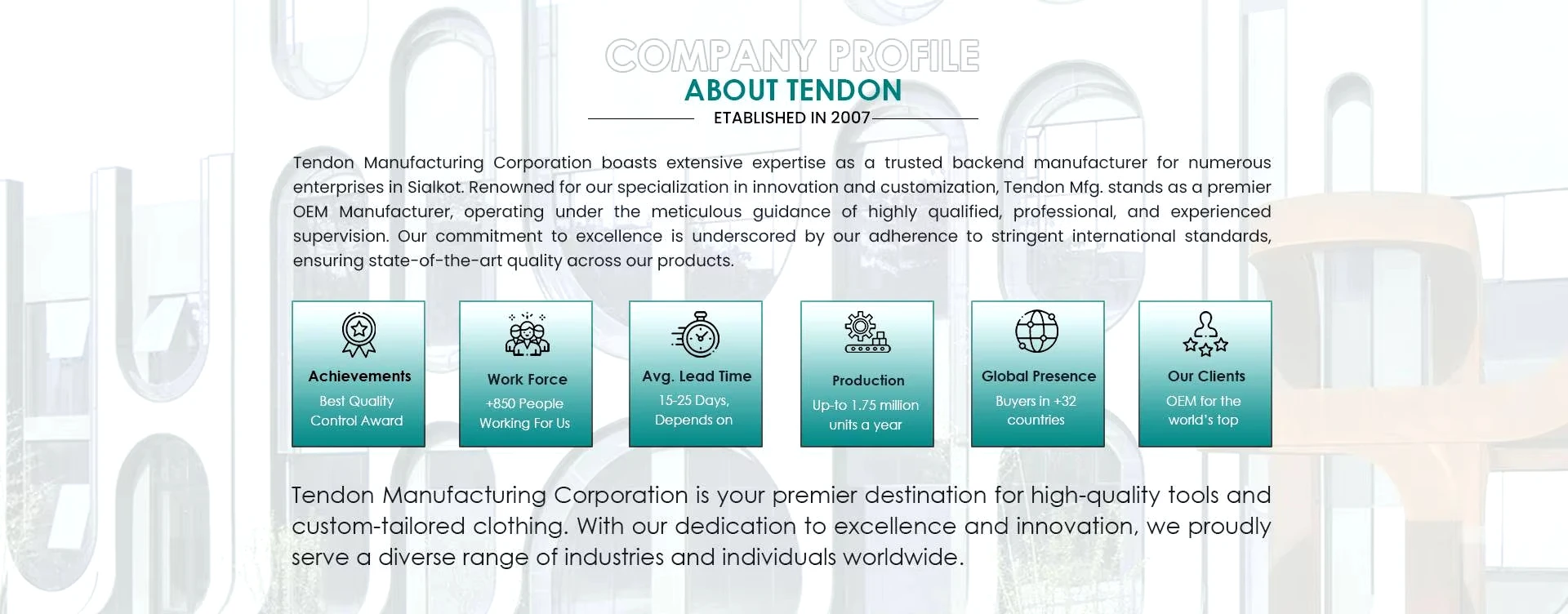 Tendon Manufacturing Corporation Veterinary livestock tools