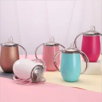 

10oz Stainless Steel Baby Sippy Cup with Nozzle Egg Shape Tumbler with Double Handle