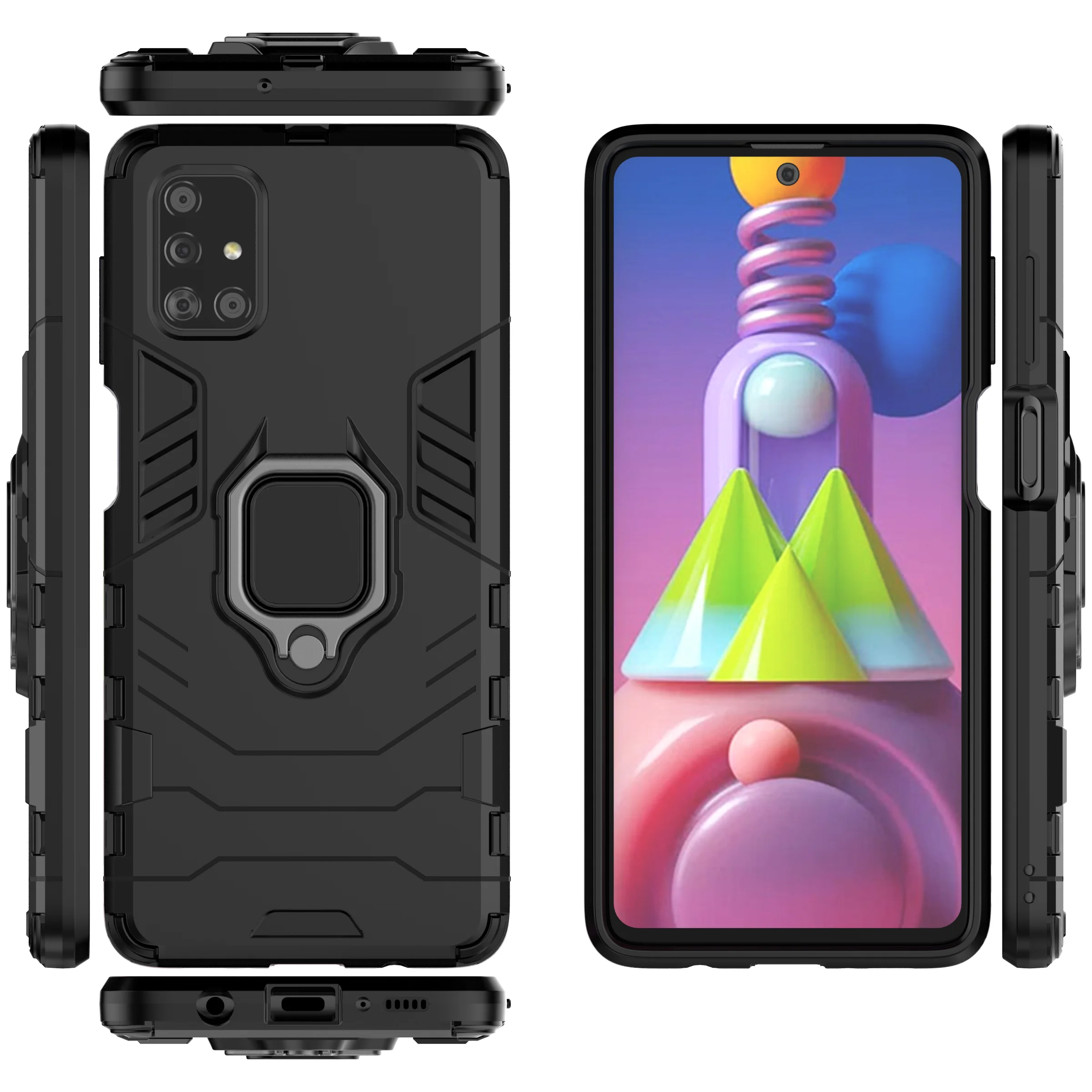 

Magnetic Ring Holder Stand TPU+PC Shockproof Phone Case For Samsung M51