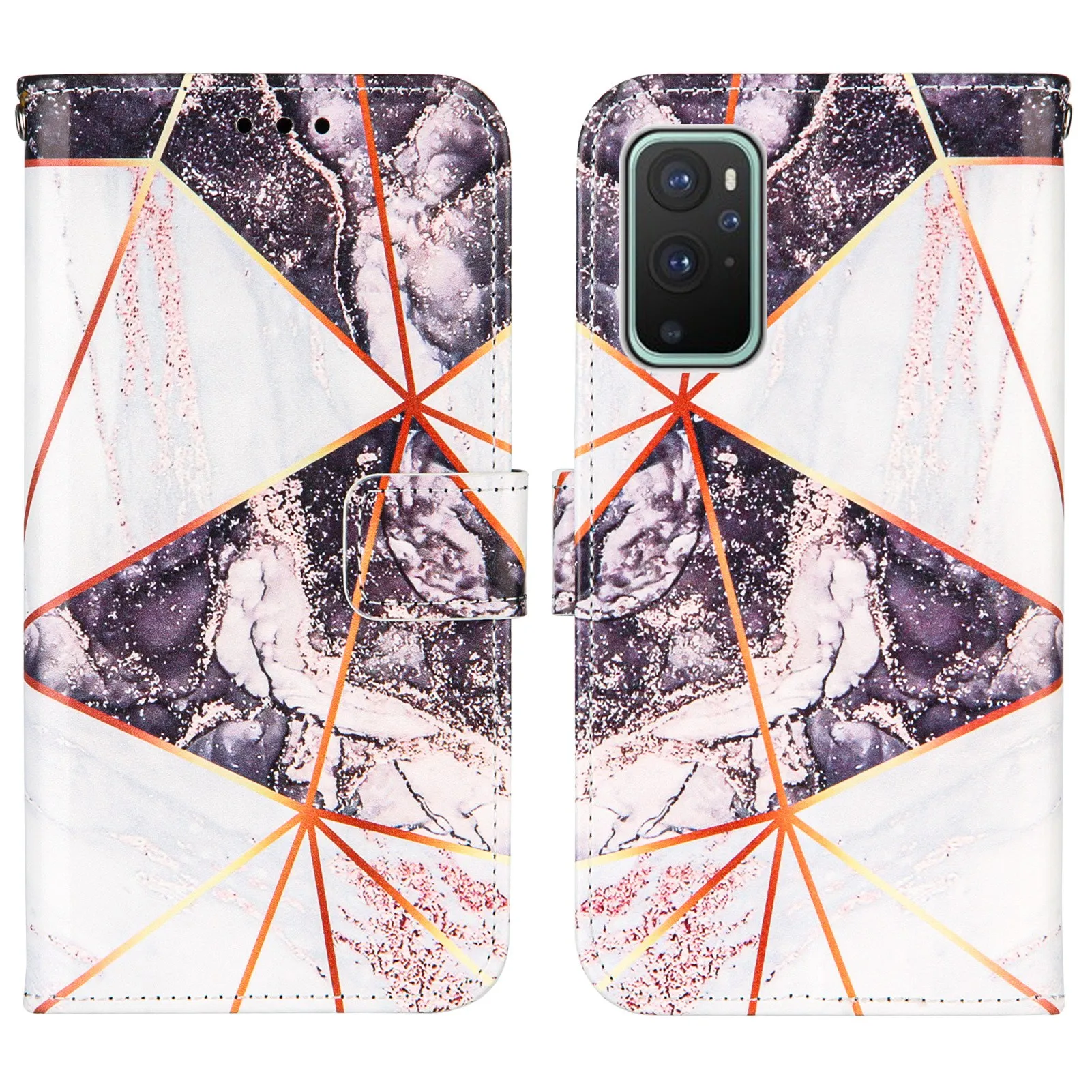 

Marble Stand Book Style Magnetic Side Flip Cover Pouch PU Leather Phone Case For OnePlus 9 Wallet Bag Stand Capa Cover Cases