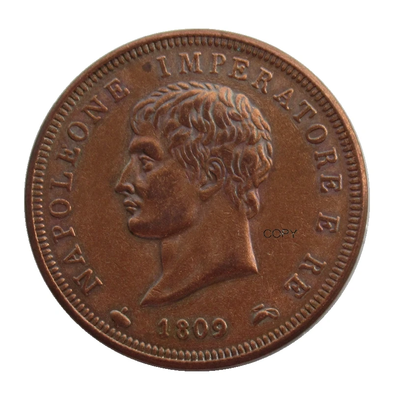 

Reproduction Italy 1809 1 Soldo - Napoleon I Copper Commemorative Coins, Antique silver