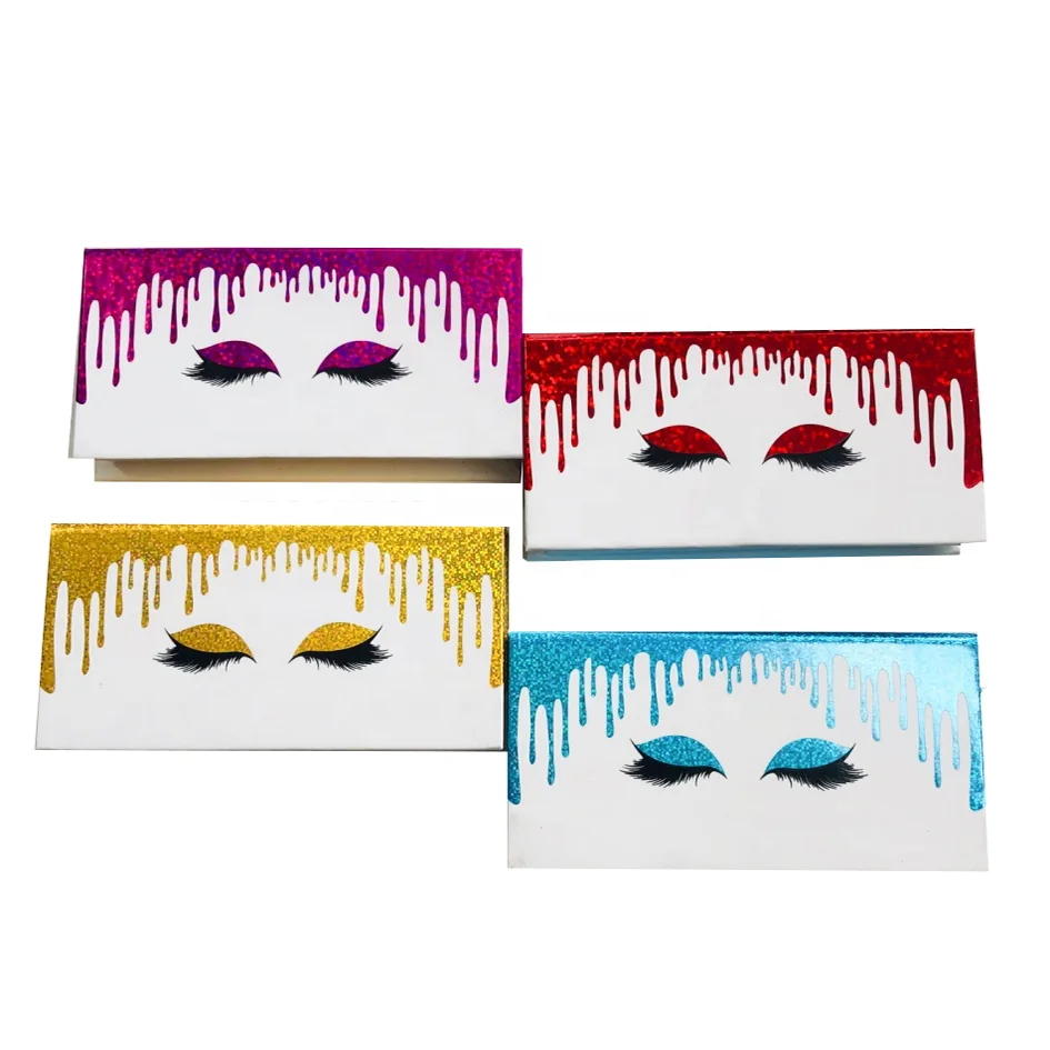 

Wholesale strip lashes wispy false lashes wholesale mink eyelashes vendors holographic custom LASHBOX eyelash packaging, Black