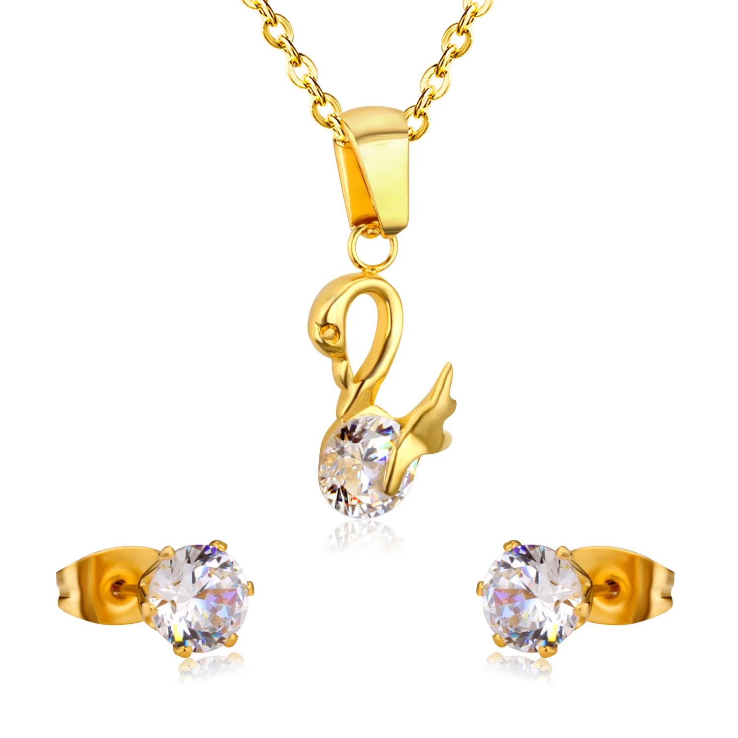 

fashion Noble Swan zircon pendant earrings including necklace expensive jewelry set