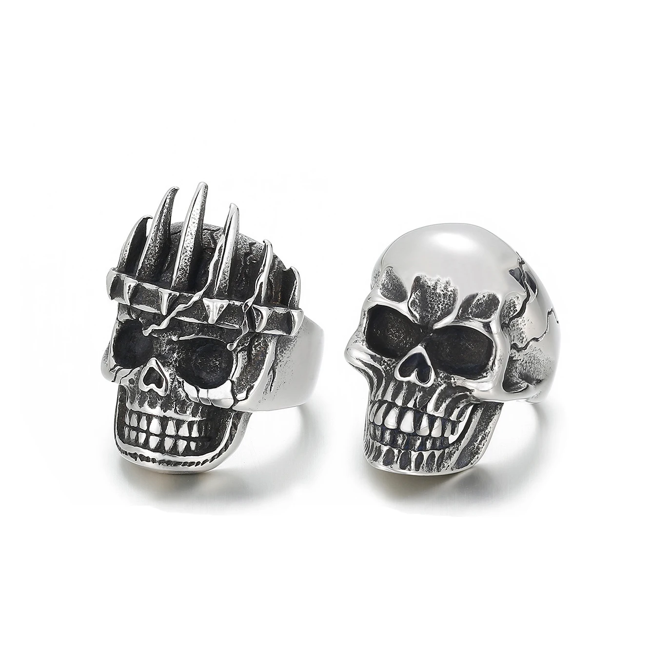 

Wholesale brand new creative rock hip hop punk halloween stainless steel mens skull ring