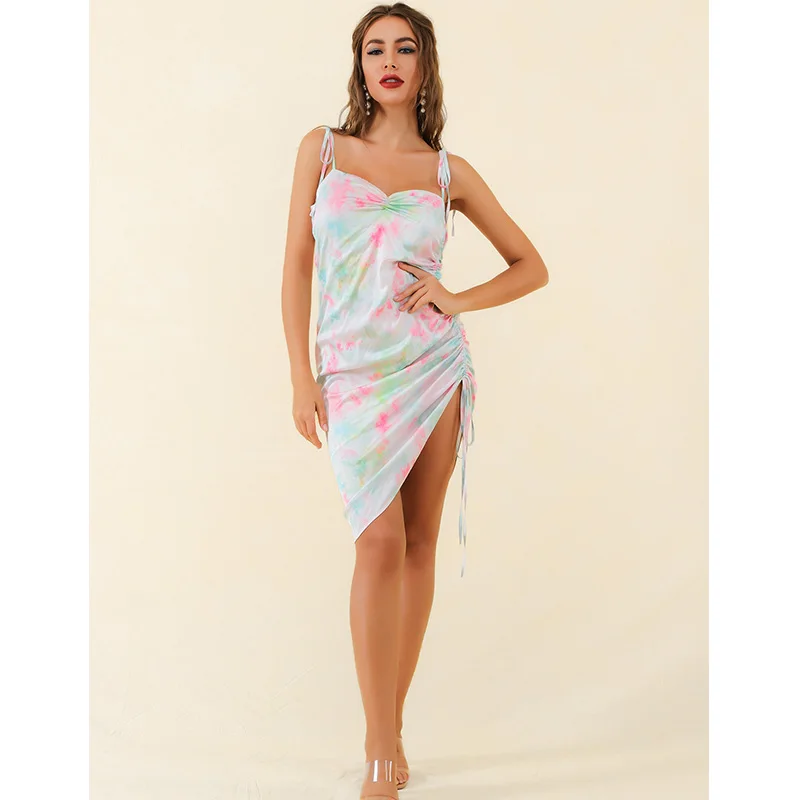 

Wholesale Ladies Tie Dye Sleeveless Women Casual Wear Tank Bodycon Dresses
