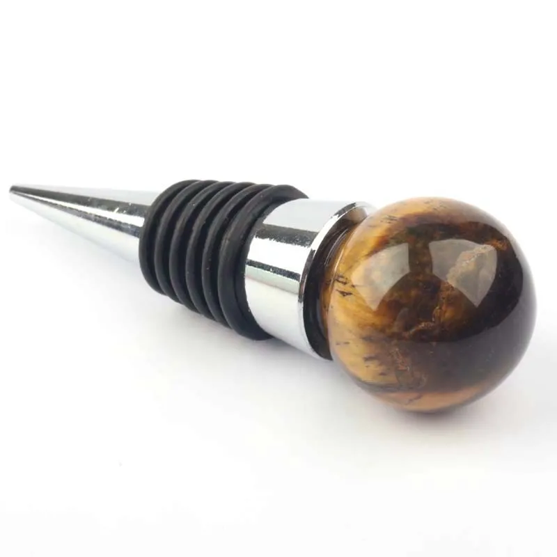 

New arrivals Naturel gemstones bottle stopper, Tiger eye crystal wine bottle stopper for Crafts, As image